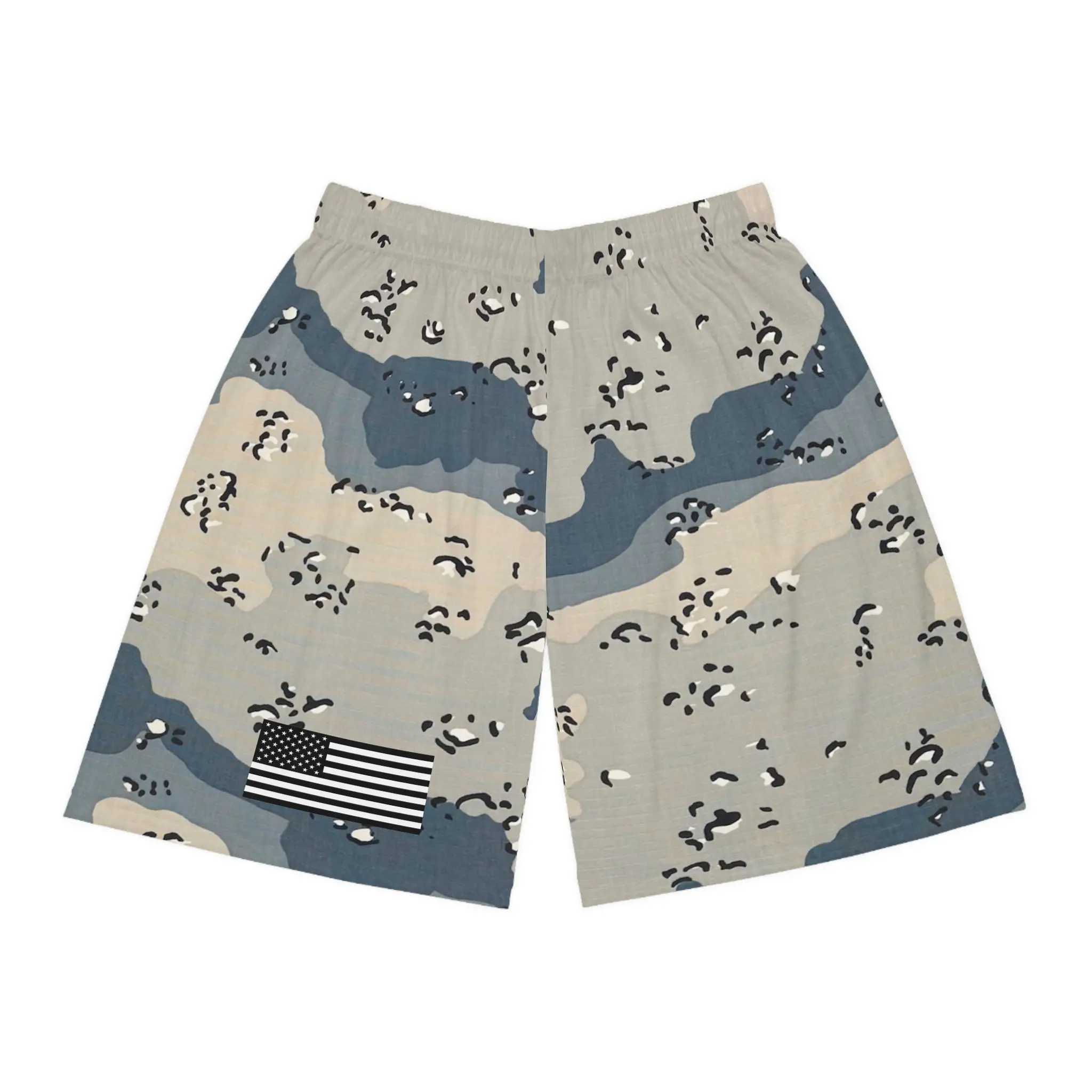 BlueBerry Camouflage Basketball Shorts, AOP Athletic Gear, Casual Summer Wear, Outdoor Sports Apparel, USA Flag Print Shorts