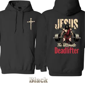 Jesus The Ultimate Deadlifter Hoodie – Featuring Bold Christian Graphic Of Jesus Lifting Weights , Perfect For Faith Based Fitness Apparel , Religious Gym Hoodie , Workout And Training Outfit , Inspirational Faith Graphic Clothing , Unique Gift For Men