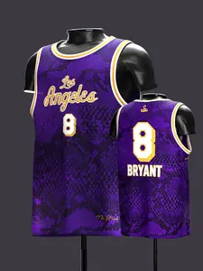 Kobe Bryant #8 Los Angeles Mamba Purple Snakeskin Basketball Jersey The Mamba Retro Breathable Mesh Sleeveless for Kobe Fans, Supporters, Mamba Mentality Lovers, Collectors & Streetwear Basketball Enthusiasts