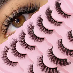 7 Pairs Cat Eye False Eyelashes Natural Look Dense Fake Lashes, Natural Curl Lashes, Natural Appearance, Thick and Fluffy, Perfect for Daily Use