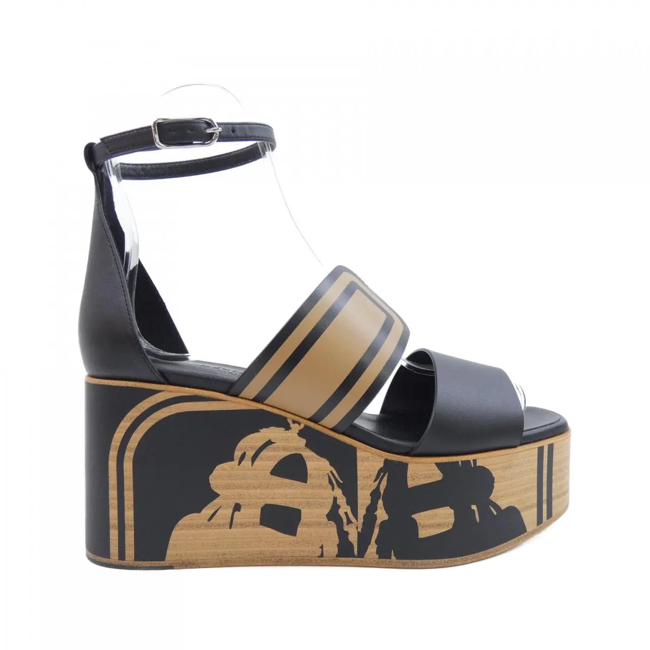 Pre-owned HERMÈS Calfskin Small Leather Goods Hermes Charis Bride de Gala Cadre Tattoo Calf Sandals