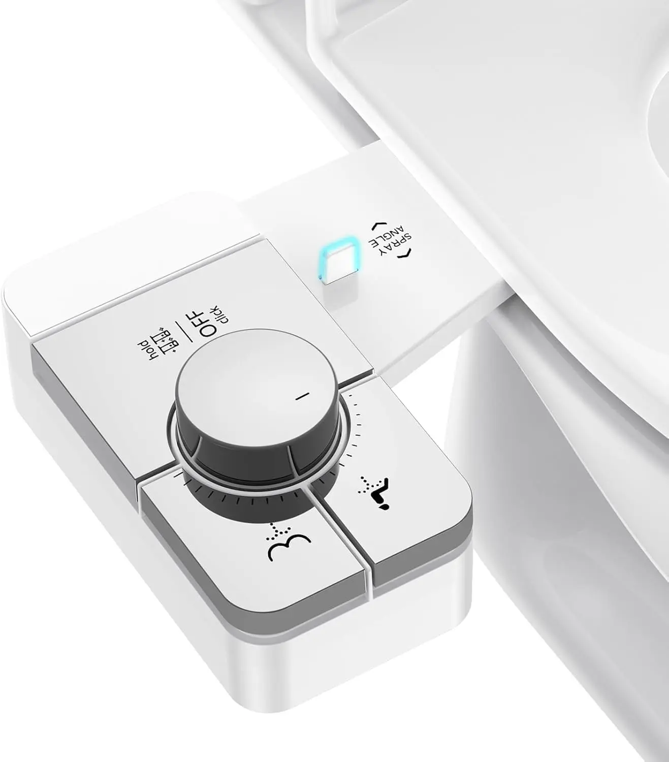 Non-Electric Toilet Seat Bidet Attachment - Adjustable Angle Dual Nozzle, Self-Cleaning, Controllable Fresh Cold Water Pressure for Rear & Feminine Wash