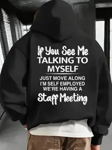Unisex Street Style Humorous Graphics Slogan Print Hoodie, Long Sleeve Fall & Winter Drawstring Loose Fit Sweatshirt, Casual Comfortable Gift Idea