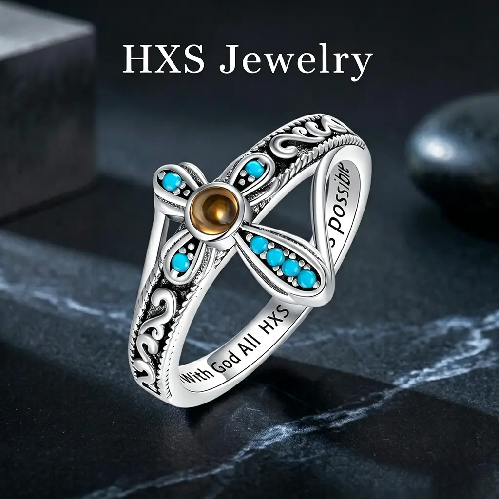 【HXS】 Cross Ring with Mustard Seed 925 Sterling Silver With God All Things Are Possible Band Rings, Size 6-10