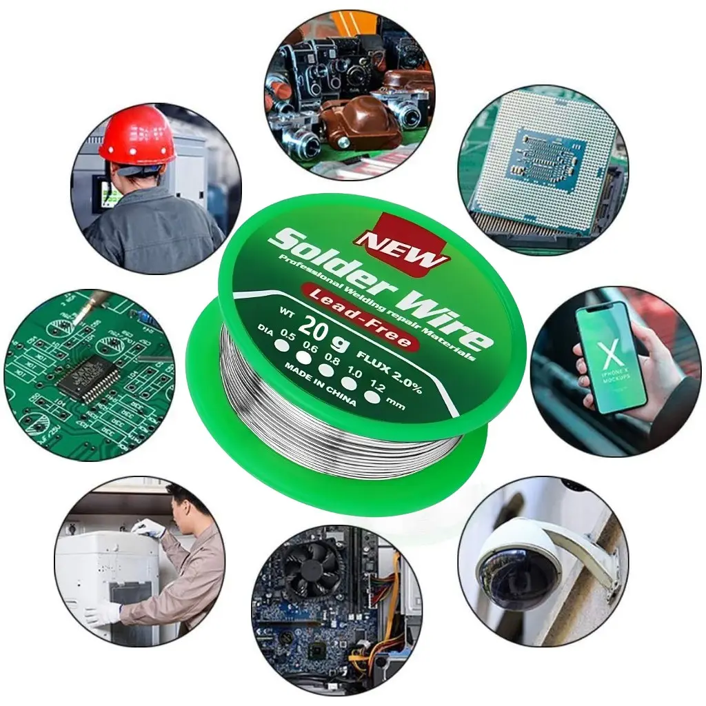 20g Lead-Free Solder Wire, 0.6mm/0.8mm/1mm Diameter, Rosin Core, Ideal for Industrial Welding, Car Parts, Electronics, DIY Projects