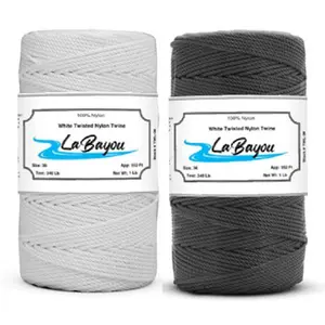 LaBayou Twisted 100% Nylon Twine - Strong & Durable 1 lb Pack for Fishing, Projects, Construction, Gardening, trotline, and Decorating - White & Tarred