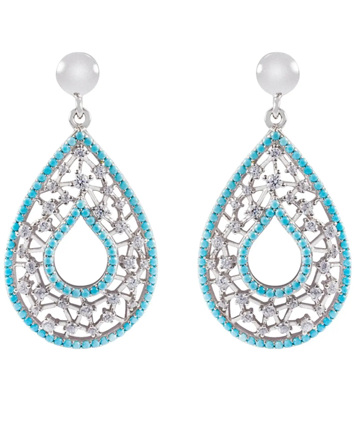 Kelly Herd Women's Women'S Silver And Turquoise Teardrop-Shaped Earrings - Epz3226