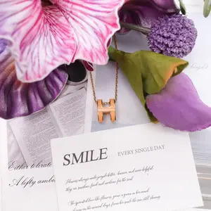 Pre-owned Hermes POP H Orange Metal Necklace T10379598