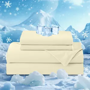 SASTTIE Bamboo Cooling Bed Sheet Set, Rayon Derived From Bamboo, Breathable & Soft, Deep Pocket Up To 16", Hotel Luxury Soft Bedding For Hot Sleepers, Banish Sticky Nights And Enjoy Cool, Cozy Slumbers