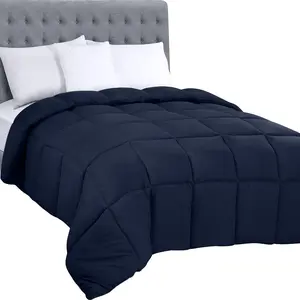 250 GSM Comforter - Plush Siliconized Fiberfill Comforter Twin - Box Stitched (Twin/Twin XL, Navy)