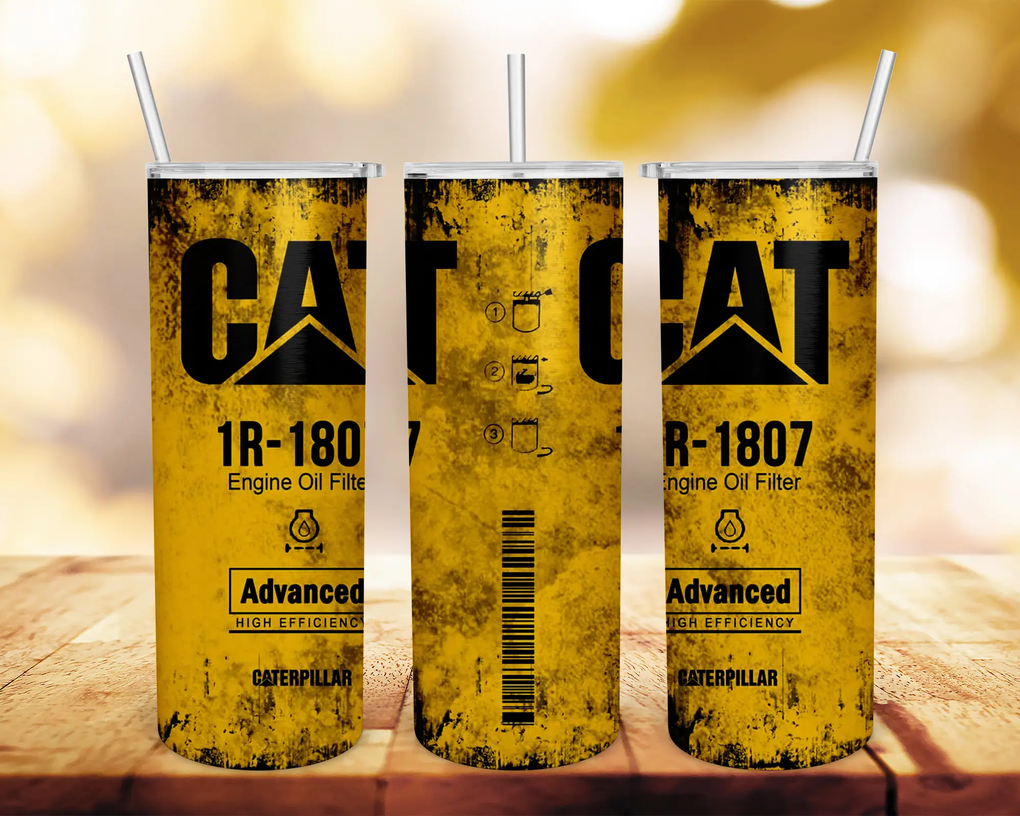 CAT 20oz Stainless Steel Tumbler with Sliding Lid and Straw
