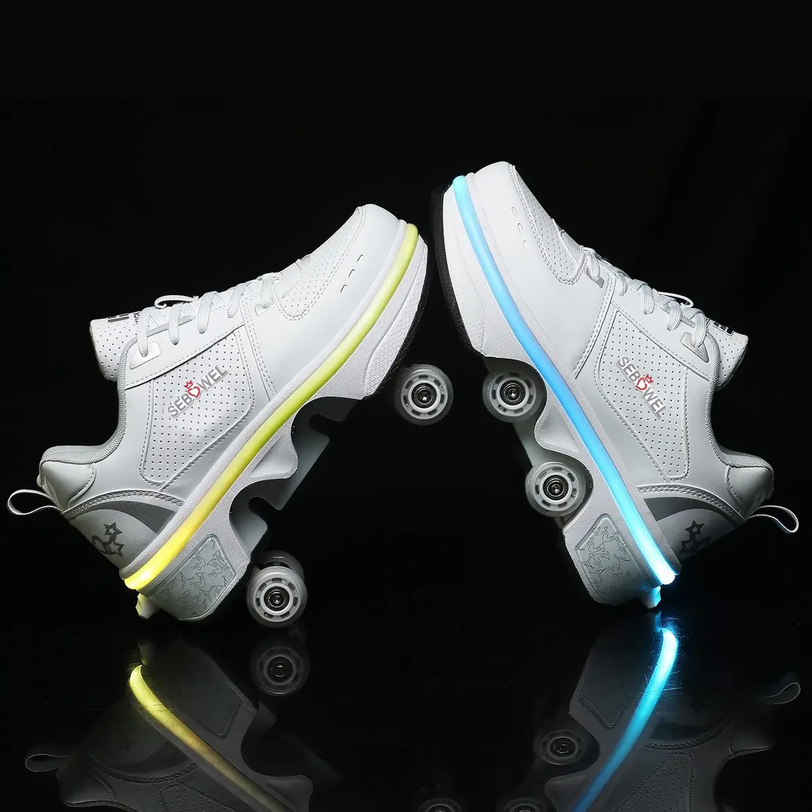 SEBOWEL Fashion Roller Invisible Wheels 2-in-1 Transformer Shoes 4 Telescopic Wheels,Outdoor Walking Shoes,Christmas Gift