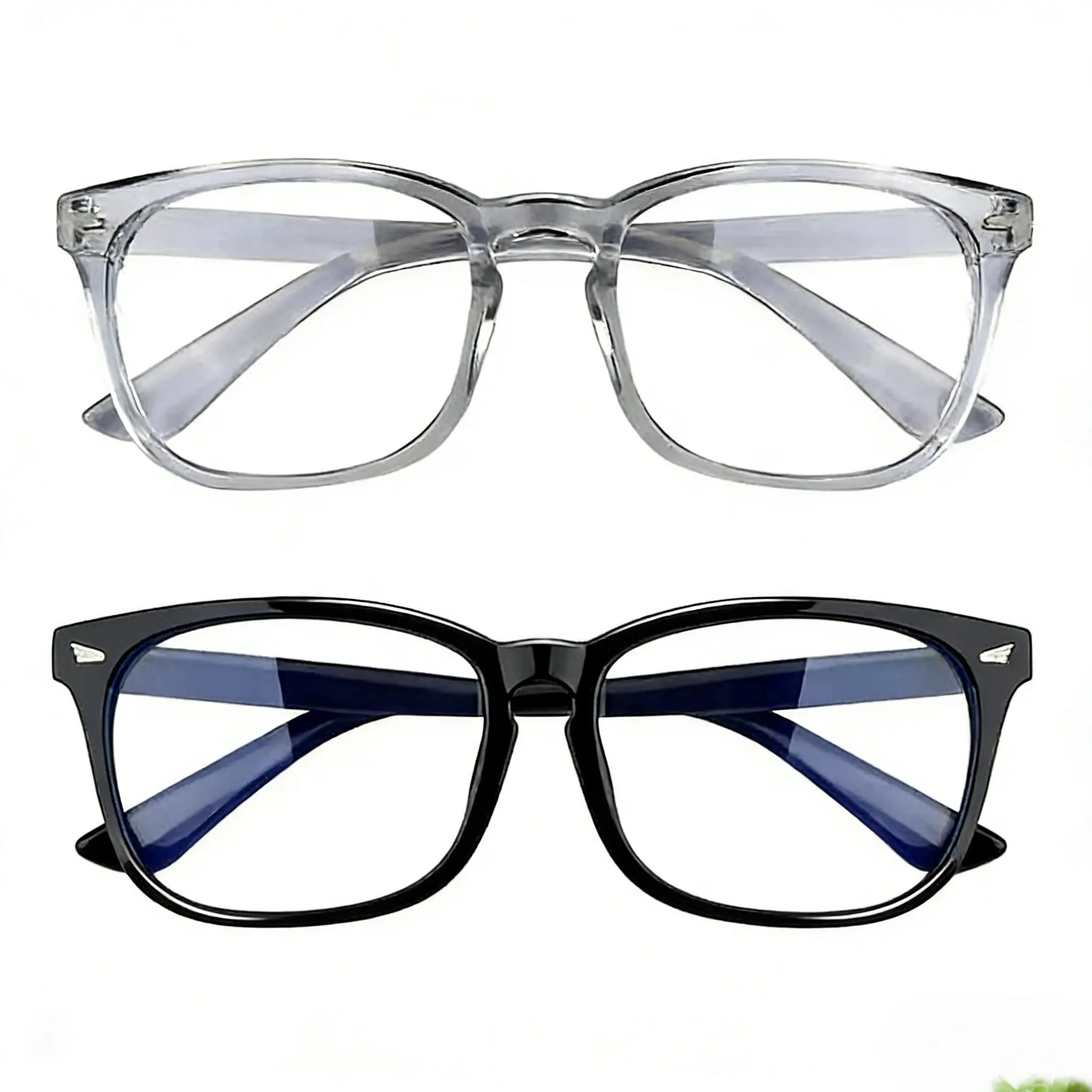 Minimalist Full Rim 2-Piece Unisex Square 2026 Blue Light Glasses, Blue Light Blocking Clear Lenses for Computer Gaming, TV outdoorfun