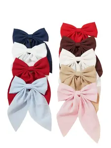 Elegant Women's Hair Clips Set, Silk Satin Bow Spring Clips, French Style Tail Design, Perfect for All Occasions
