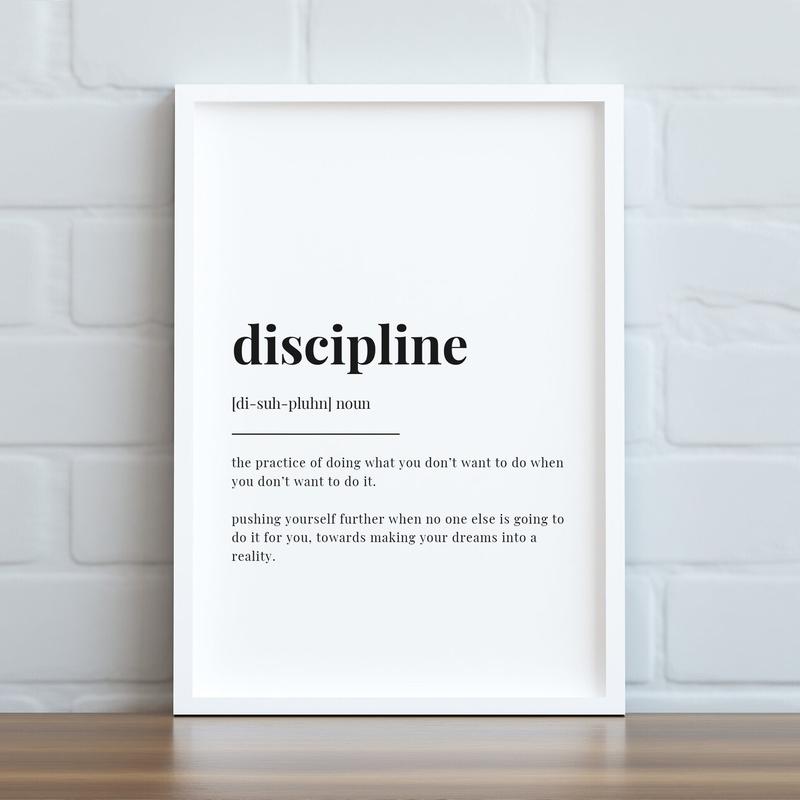Discipline Definition Minimalist Poster – Unframed Modern Wall Art for Home Decor – Printable Motivational Typography