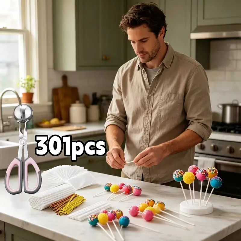 301pcs Do-It-Yourself Candy Creation Set, Including 100pcs Cake Pop Sticks, 100pcs Parcel Bags, 100pcs Twist Ties and 1 Mold,Ideal for Making Chocolates, Cake Pops, And Decorative Treats ﻿ tiktokshopspringglowup camping gear