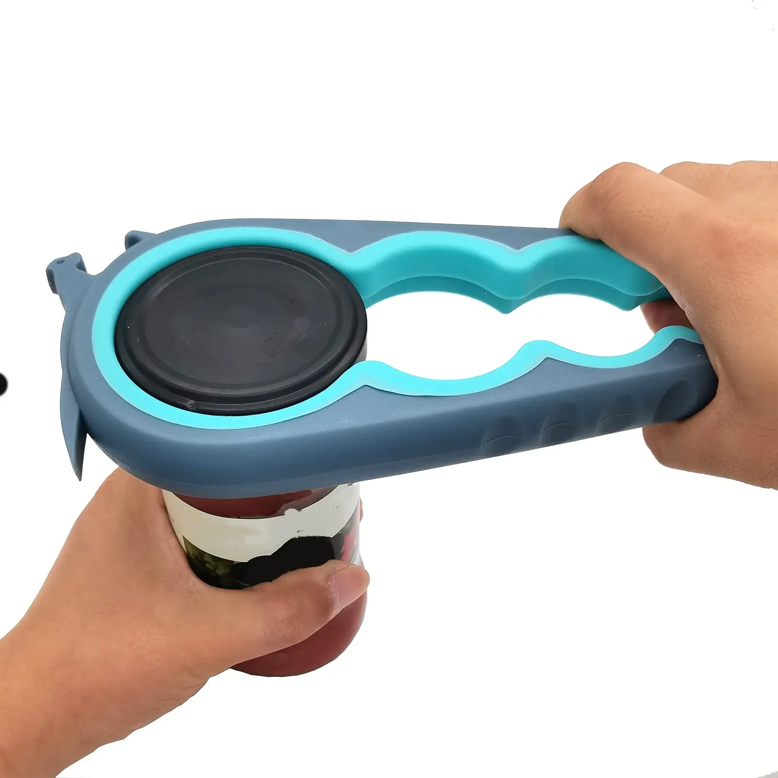 Jar Opener Bottle Opener and Can Opener for Weak hands, Seniors with Arthritis and Anyone with Low Strength, Mutil Jar Opener Get Lids Off Easily (Blue and Grey) Multi-Function Non-Slip .manual.