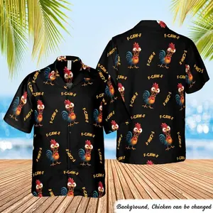 F-CAW-F Funny Rooster Hawaiian Shirt Men Women Unisex Loose Fit Summer Beach Casual Streetwear Festival Vacation Travel Cool Lightweight Button Down Aloha Shirt