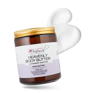 Organic Lavender Whipped Body Butter - Natural Moisturizing Cream  (2oz/8oz) - Handmade Lotion