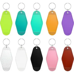 10 count Blank Hotel  Tags, Blank Motel  with Key Rings, 10 Colors Plastic Rhombus , Colorful  Key Tags Labels for DIY  Craft Ornament and Luggage Tag