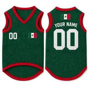 Pet Soccer Mexico Jersey, Team Dog Shirt, Game Day Outfit for Dogs, Custom Name Number Puppy Football Jersey