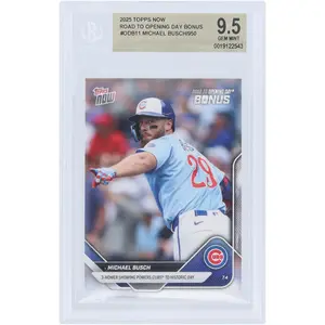 Michael Busch Chicago Cubs 2025 Topps Now Road to Opening Day #ODB11 BGS Authenticated 9.5 Card
