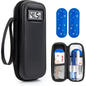 Insulin Cooler Travel Case with Temperature Display - Refrigerated Medicine Cooling Bag with 2 TSA Approved Ice Pack, Medication Pen Diabetic Supplies Organizer for Trip and Daily