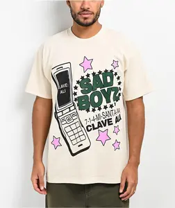 SAD BOYZ by Junior H Clave Ali Cream T-Shirt