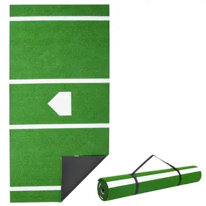VEVOR Baseball Hitting Mat, 12x6 ft Batting Cage Mat, Batters Box Turf Mats, Softball Batting Practice Equipment with Home Plate and Anti Fade Turf, Portable Training Aid for Indoor Outdoor, Green