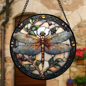 PrintToucan Custom Painted Glass Pendant Photo Acrylic Christmas Gift Dragonfly Design Photo Prints Personalized Made in USA