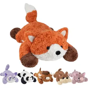 25" 5 Lbs Weighted Stuffed Fox, Heatable and Coolable Weighted Plush with Microwavable Heating Pad, Removable Soft Washable Cute Plushie Pillow Toy Gifts for Adults and Kids