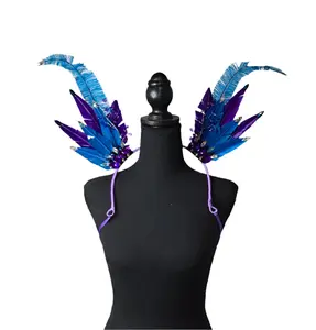 Electric Blue Fantasy Small Feather Collar Wings