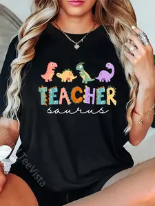 100% Cotton Womens Dinosaur Teacher Teachersaurus Rex Funny Dino Gift T-Shirt