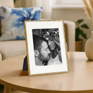 Americanflat Picture Frame with Mat | Bamboo-Style Molding | Shatter-Resistant Glass