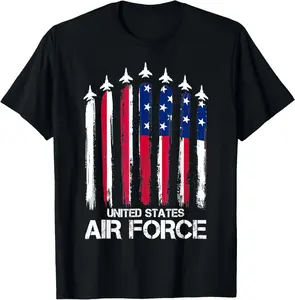 100% Cotton United States Air Force USA American Flag 4th July Men  T-Shirt