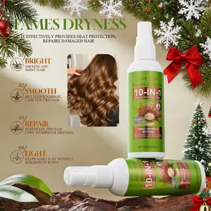 Ten-In-One Thermal Protection Spray, Heat Protectant Serum, Contains Moroccan Argan Oil & Hydrolyzed Keratin, Hydrating, Smooths, Anti-Static, Repair Split Ends