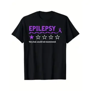 Epilepsy Review Very Bad Would Not Recommend 1 Star Rating T-Shirt 100% Cotton Halloween Thanksgiving Christmas Gift for Men Women Family Friends