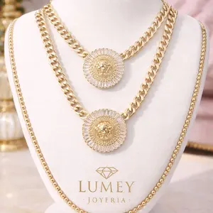 Lumey Joyeria Cuban Link Chain with Medusa Figure - Sturdy & Stylish Jewelry for Everyday Wear or Special Occasions