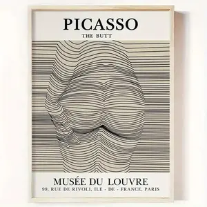 Picasso Line Art  Print Poster 1pc - Art Deco Classic Modern Striped Theme People Wall Decor