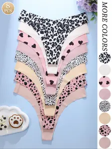 Women's Thong Underwear Set, Fitted Design, Plain Pattern, All-Season Wear, Comfortable & Stylish Daily Use