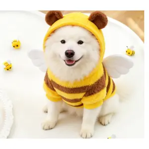 Comfortable Bee Theme Pet Hoodie - Small Dog and Cat Winter Plush Clothing, Warm Pullover with Leash, Dog Hoodie cute rabbit design winter wear thick warm winter vest dog clothes dog sweaters poodle costume pet the dog costume dachshund merch