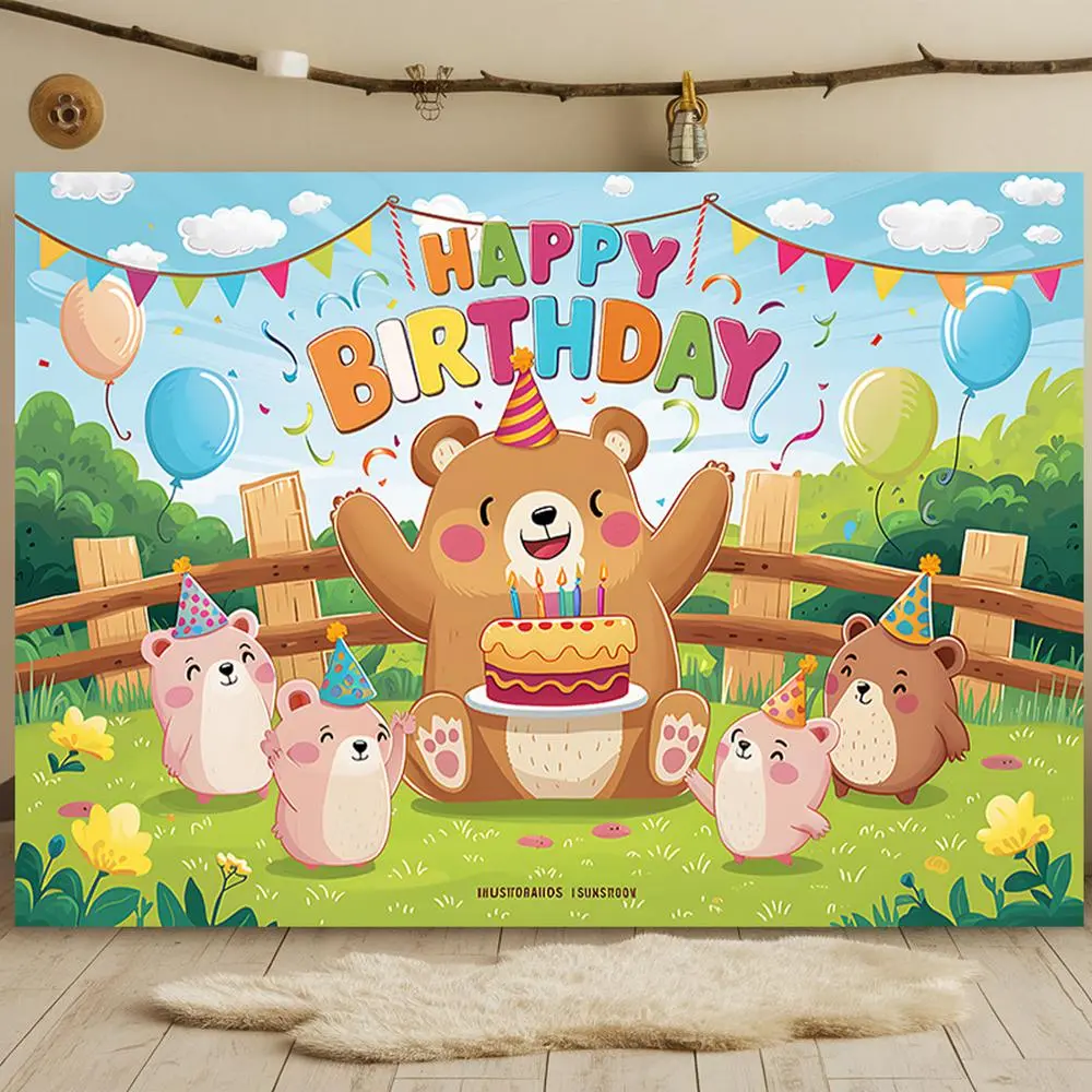 1pc Reusable Capybara Party Banner - Vibrant Polyester Wall Hanging Backdrop, Multicolor Decor with Happy Birthday Text, Balloons & Confetti for Home Party Decorations Banners