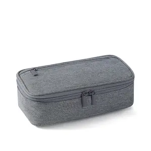 Large Capacity Canvas Pencil Case for Students, Stylish Minimalist Design in Solid Color, High-Quality Style Stationery Bag