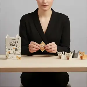DIY Paper Cats Origami Kit 50 Sheets 3D Folding Craft Set craft kits Fun and Relaxing Handicraft Activity Cute Desk Decoration Gift for Kids Adults Pet Lovers Educational Toy toImprove Hand Eye Coordination Creativity and 3D Thinking Skills，Christmas