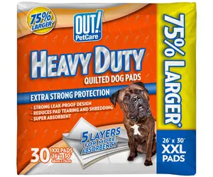 OUT! Petcare Puppy Pads XXL, Heavy Duty, Leak Proof Pee Pads for Dogs, Potty Training & Housebreaking, Puppy Essentials (26"x30", 30 Count)