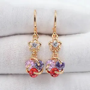Women Rainbow CZ Cubic Zirconia Knot Drop Dangle Earrings Jewelry