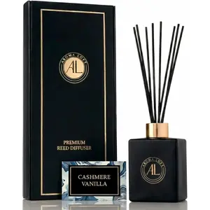 Black Reed Diffusers for Home Premium Fragrance Diffuser Reed Diffuser Sticks Oil Set with Cashmere Vanilla Scent Long-Lasting Oil for Bathroom & Office 5 oz