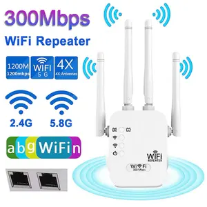 300Mbps WiFi Repeater 3-in-1 Mode 1200M 2.4G 5.8G Lag-Free Gaming HD Streaming Booster with 4X Antennas
