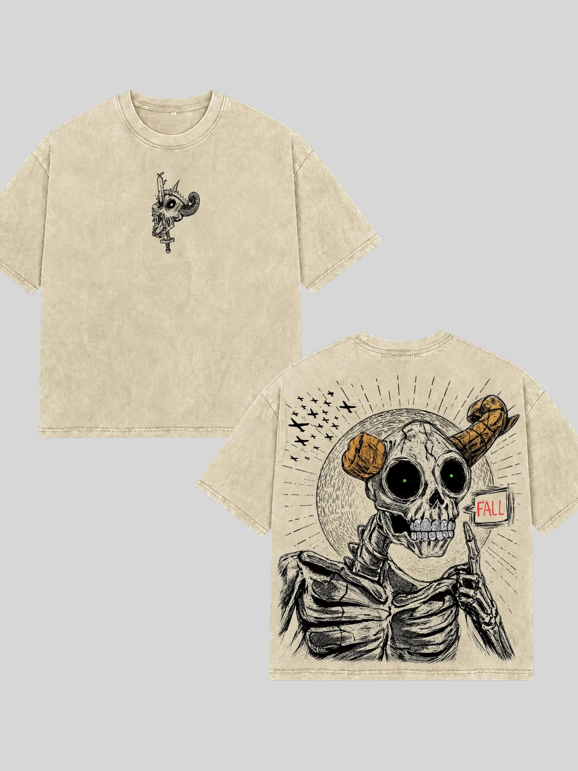 The Lich Adventure Time Vintage Washed Oversized T-Shirt, Double Printed Dark Fantasy Graphic Tee, Heavyweight Cotton Cartoon Streetwear, Retro Gothic Fan Merch, Unisex Gift For Adventure Time Fans