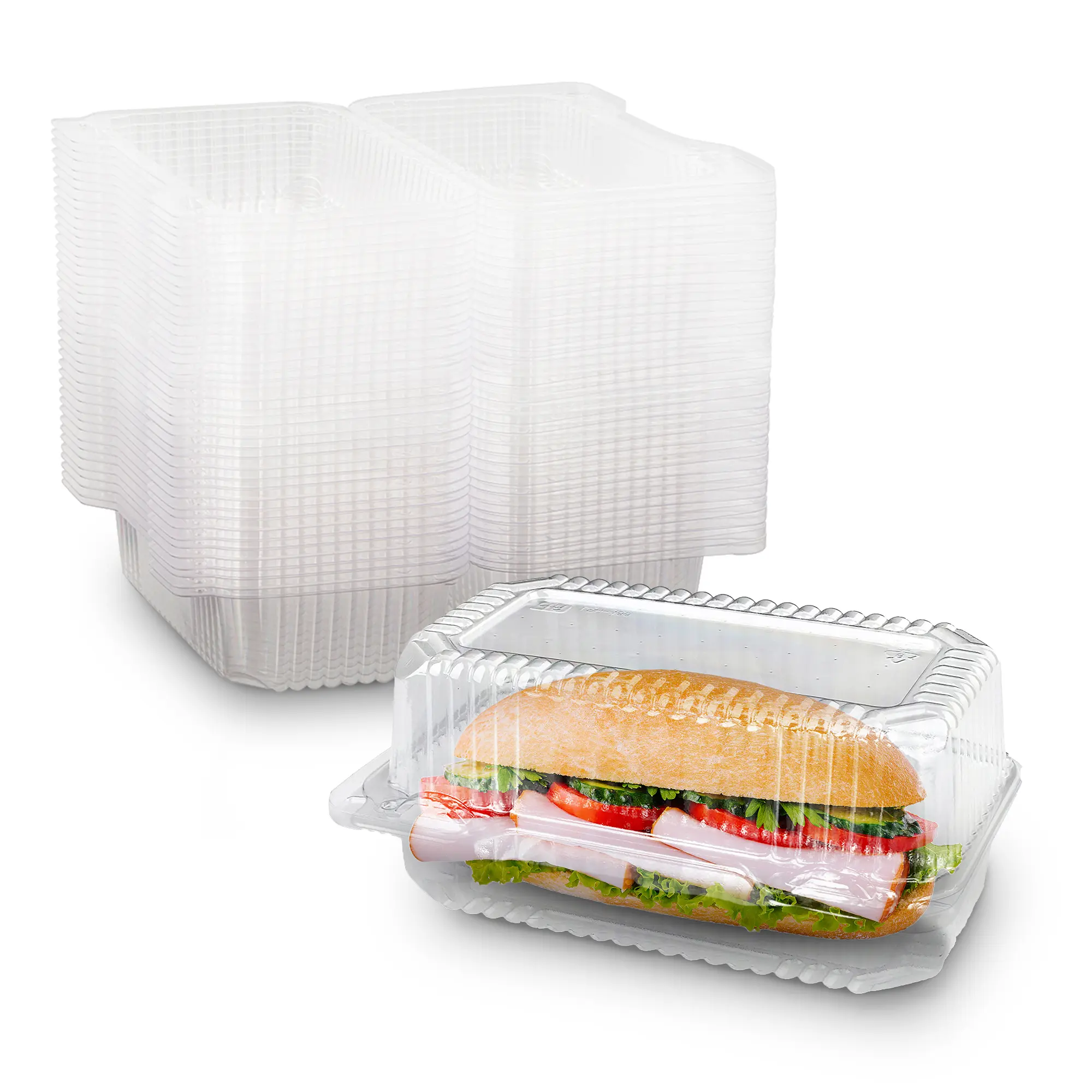 MT Products Transparent Plastic Loaf Boxes with Hinged Lids - Disposable Chocolate, Cookie Storage Containers for Party Home Supplies